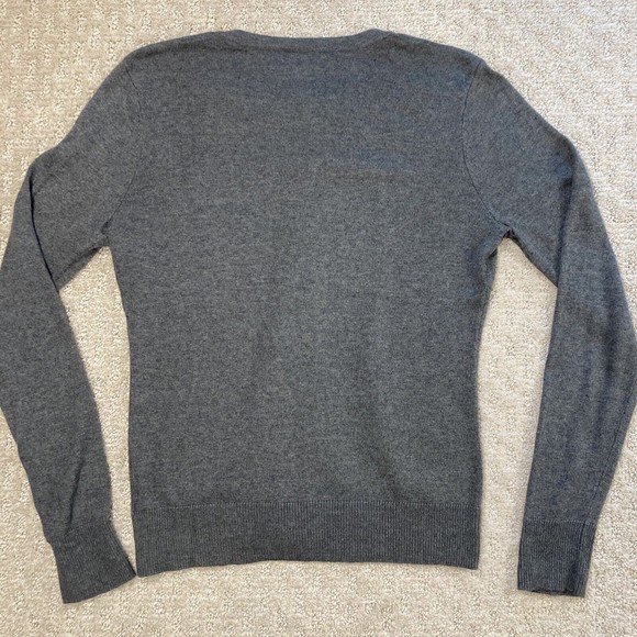 Cardigan Embellished Rectangular Baguette Button Up Sweater Gray Small Womens - Picture 9 of 9